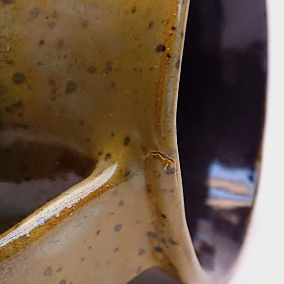 Handcrafted Mug Signed Joan G. Earthy Green Gold & Brown Glaze Finish - Picture 10 of 11